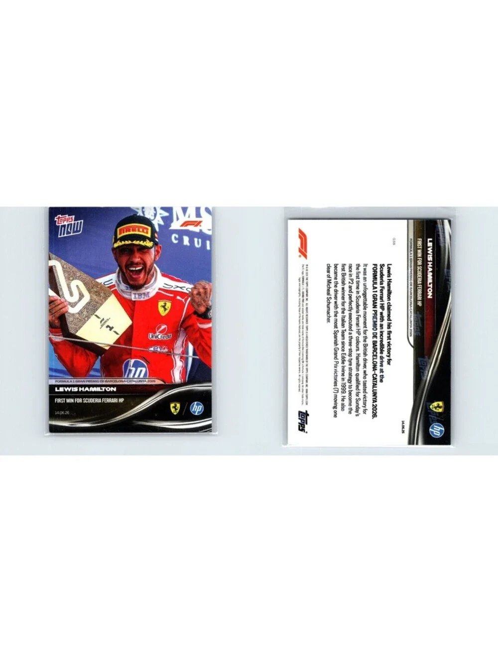 2026 Topps Now Formula 1 Lewis Hamilton #38 1st Win For Scuderia Ferrari HP